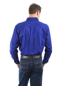 Mens Half Button Workshirt - Royal Blue