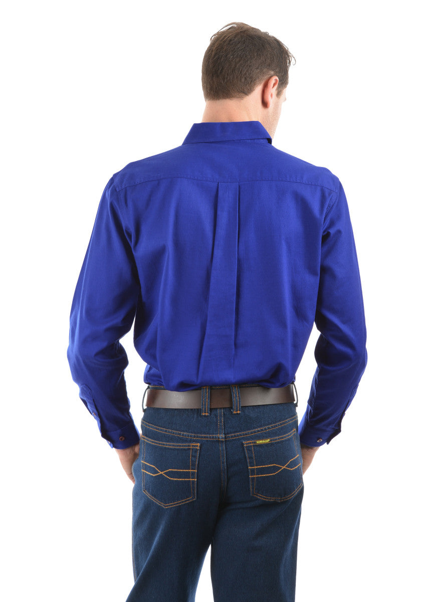Mens Half Button Workshirt - Royal Blue