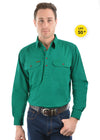 Mens Half Button Workshirt - Green