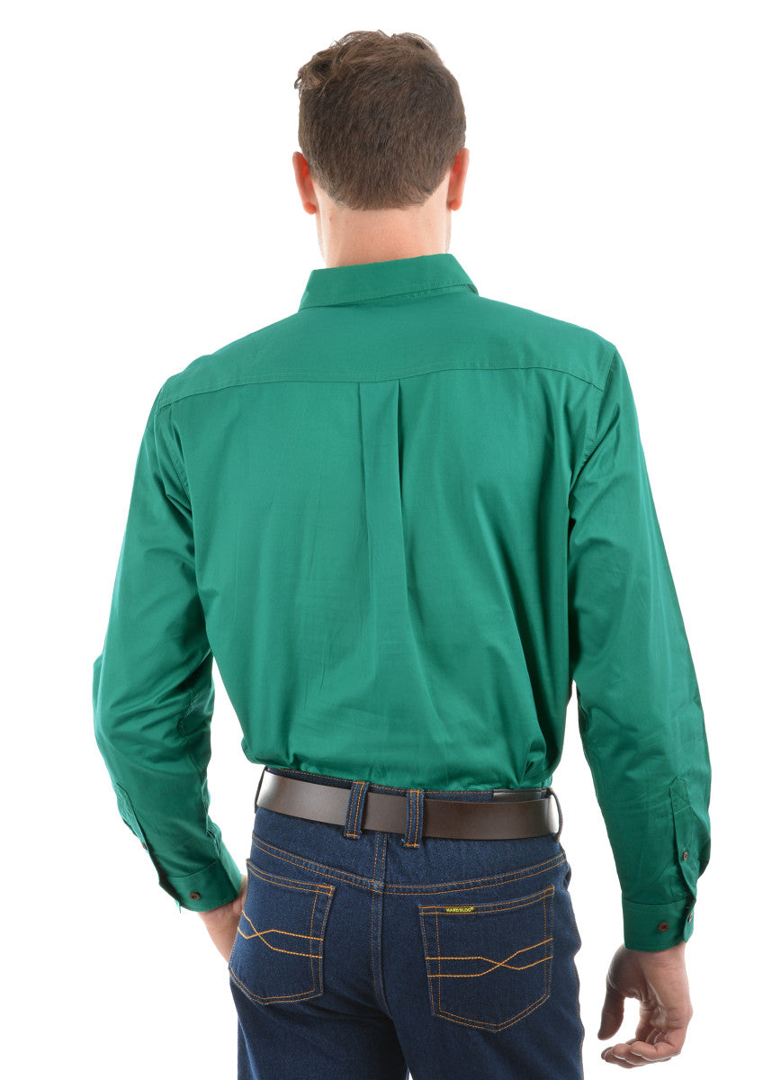 Mens Half Button Workshirt - Green
