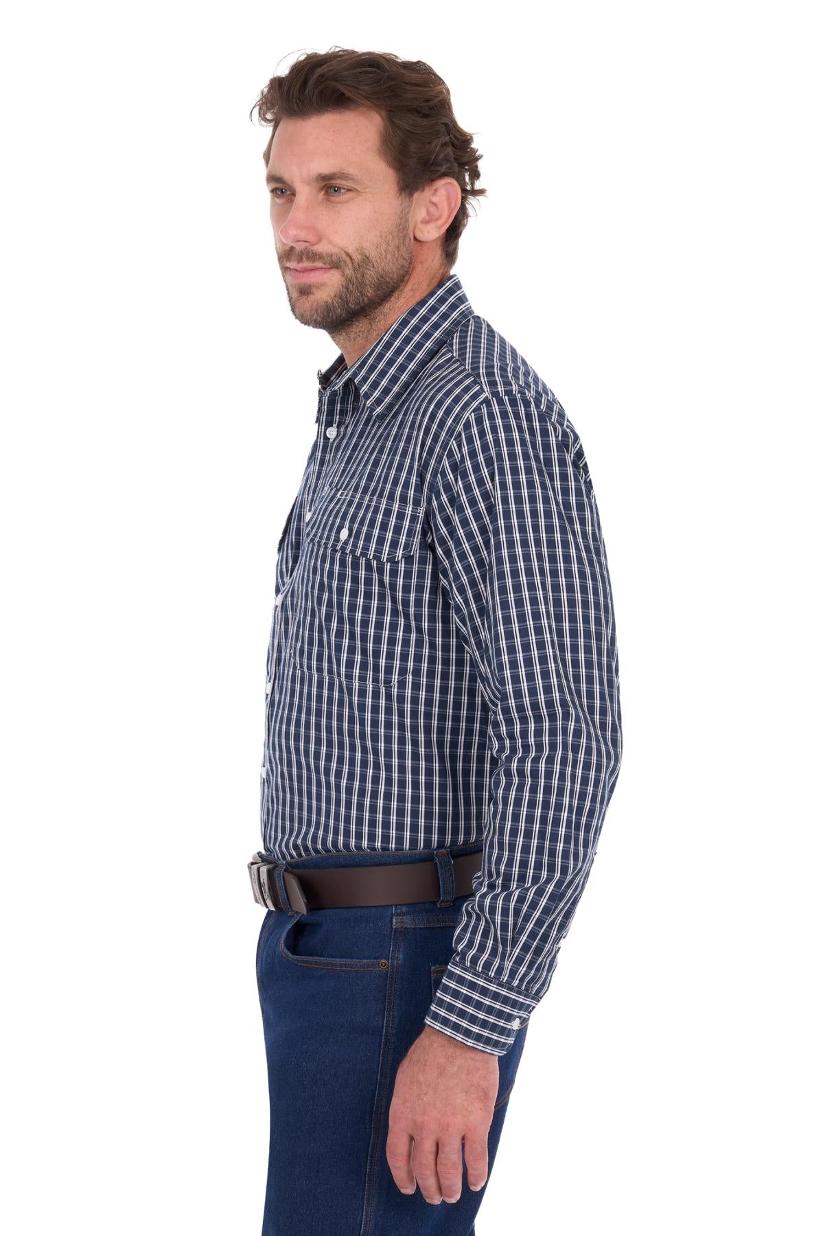 ‘Alex' Longsleeve Shirt - Navy/White