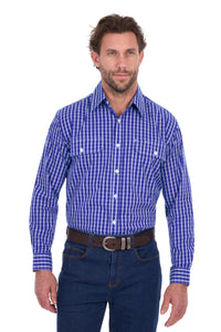 ‘Alex' Longsleeve Shirt - Cobalt/White