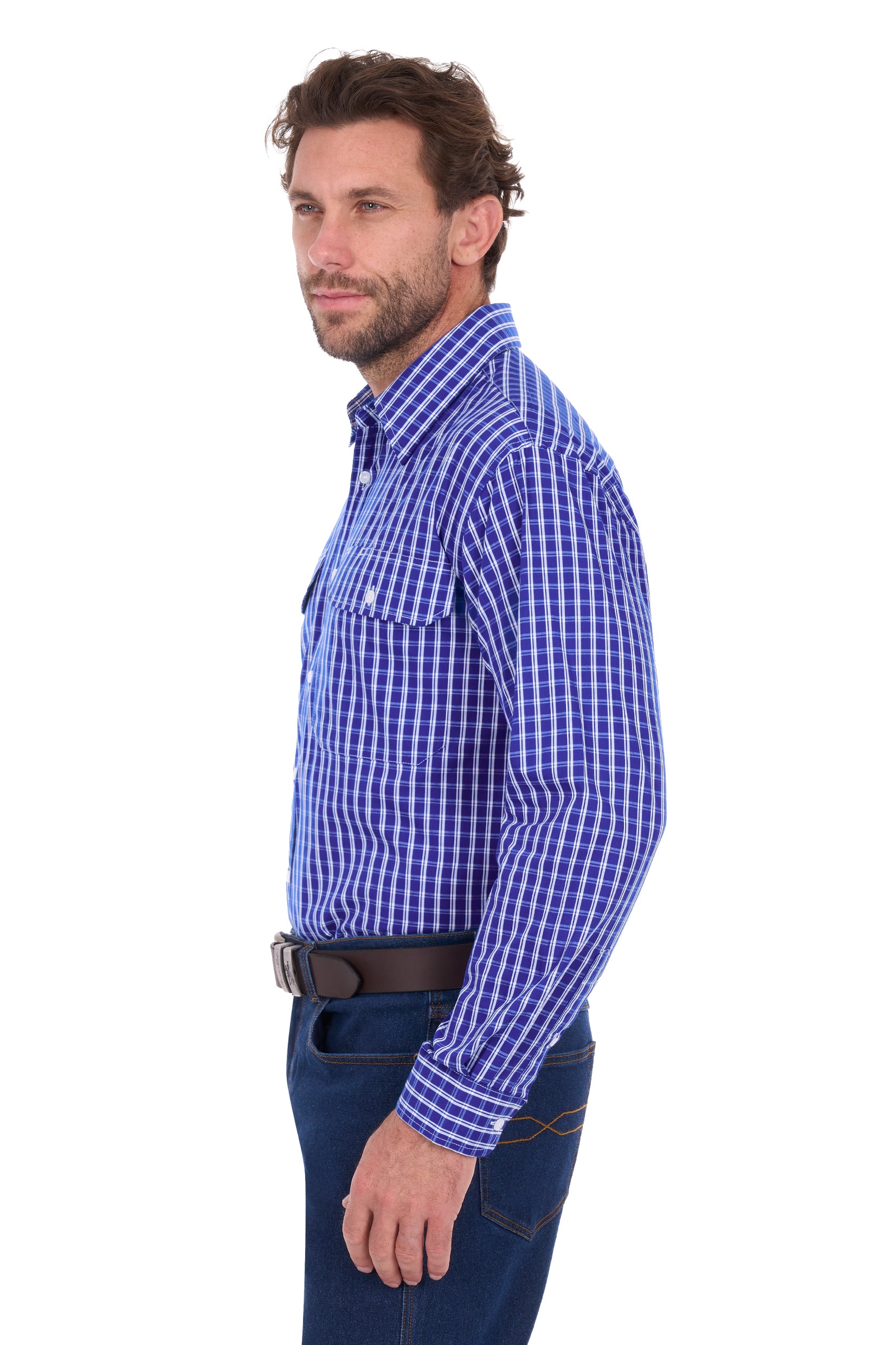 ‘Alex' Longsleeve Shirt - Cobalt/White