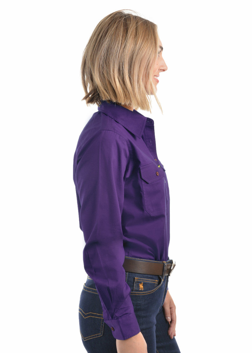 Womens Half Button Workshirt - Iris