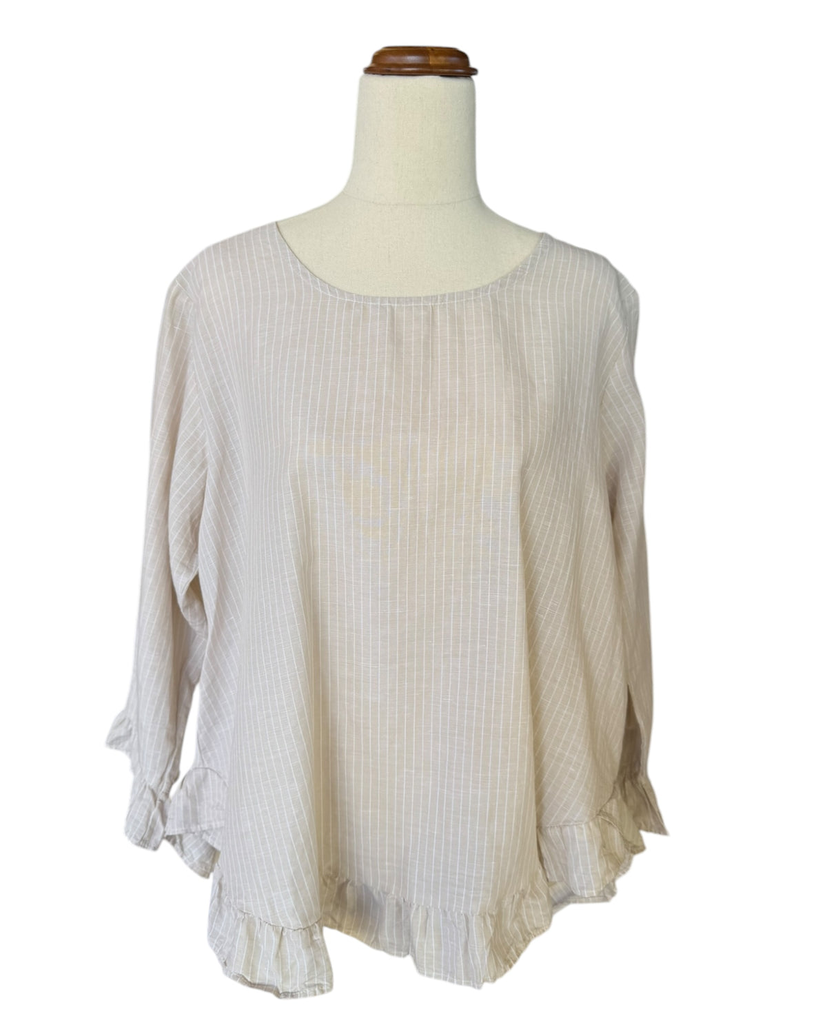 'Emilia' Stripe Top - Beige