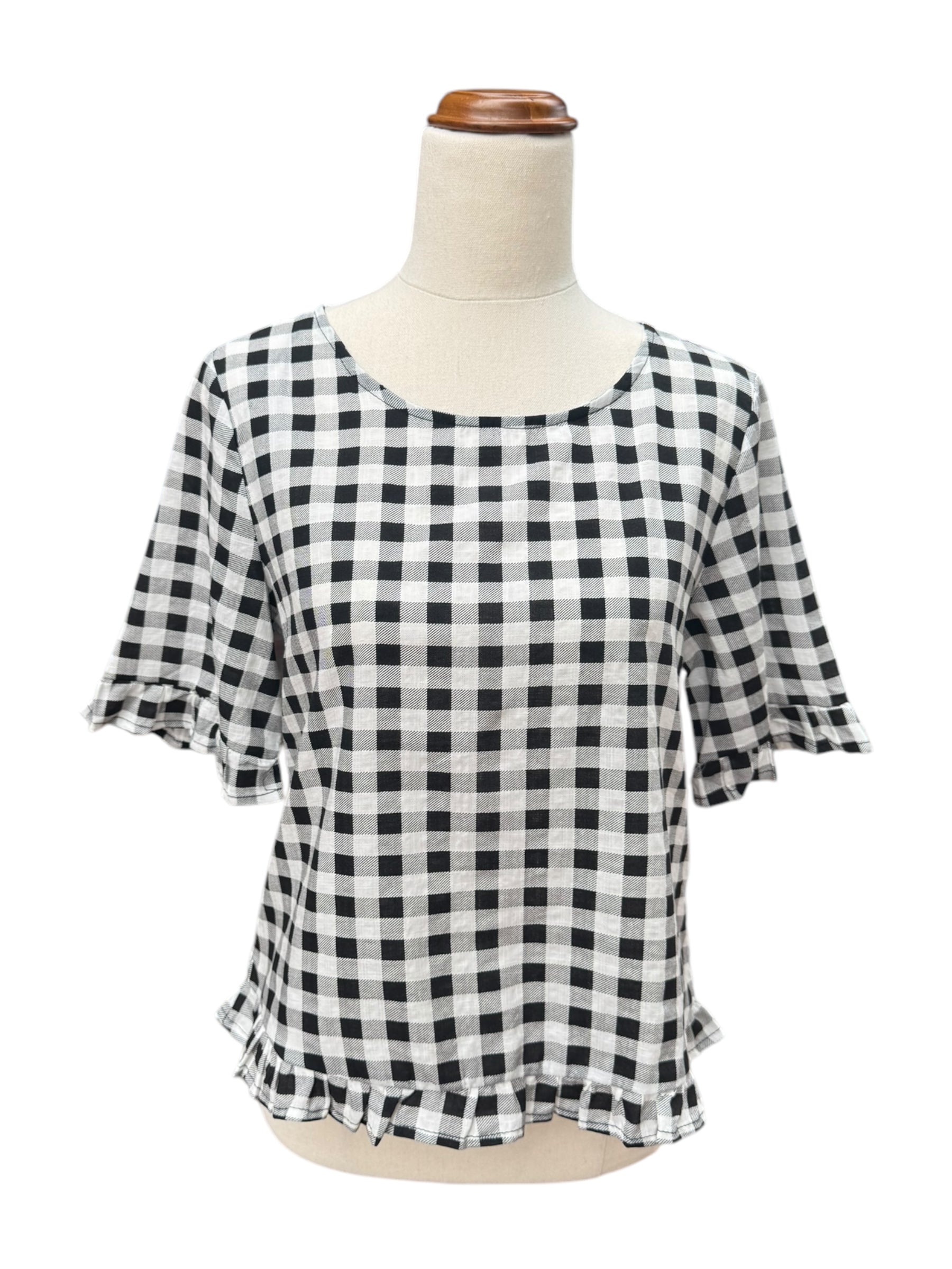 'Demi' Gingham Top - Black