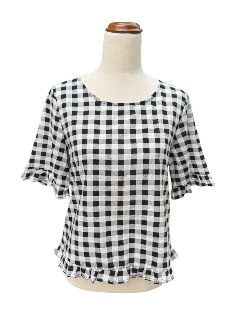'Demi' Gingham Top - Black