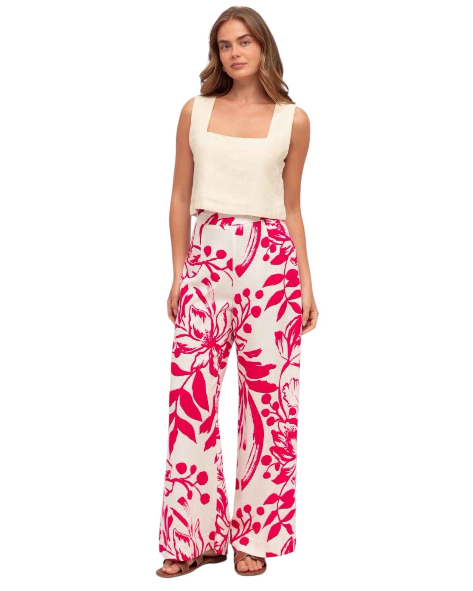 'Rosalind' Linen Pants - Pink