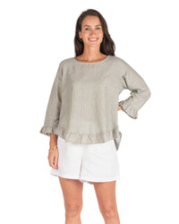 'Emilia' Stripe Top - Sage