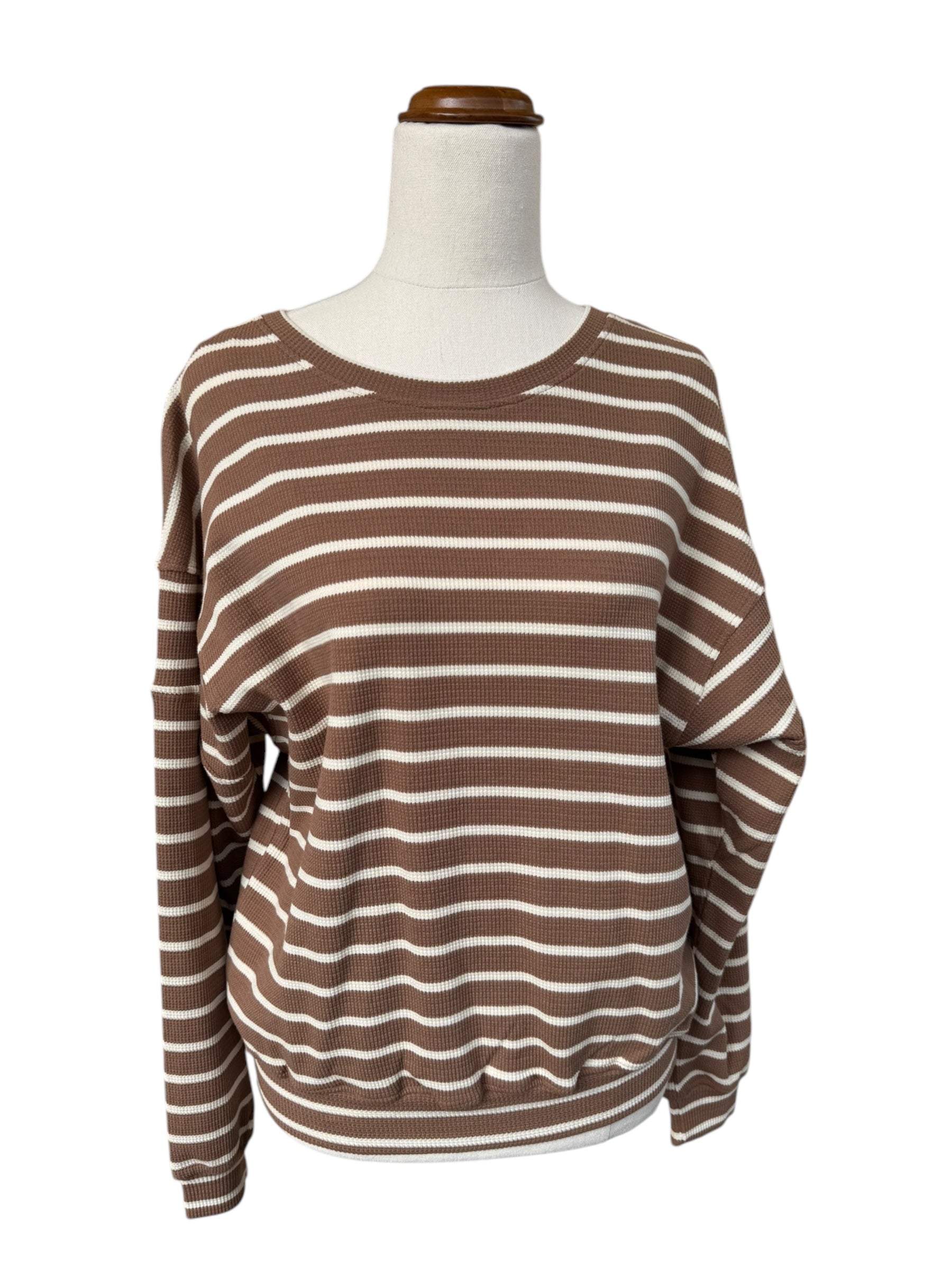 'Bailey' Stripe Knit Top - Brown
