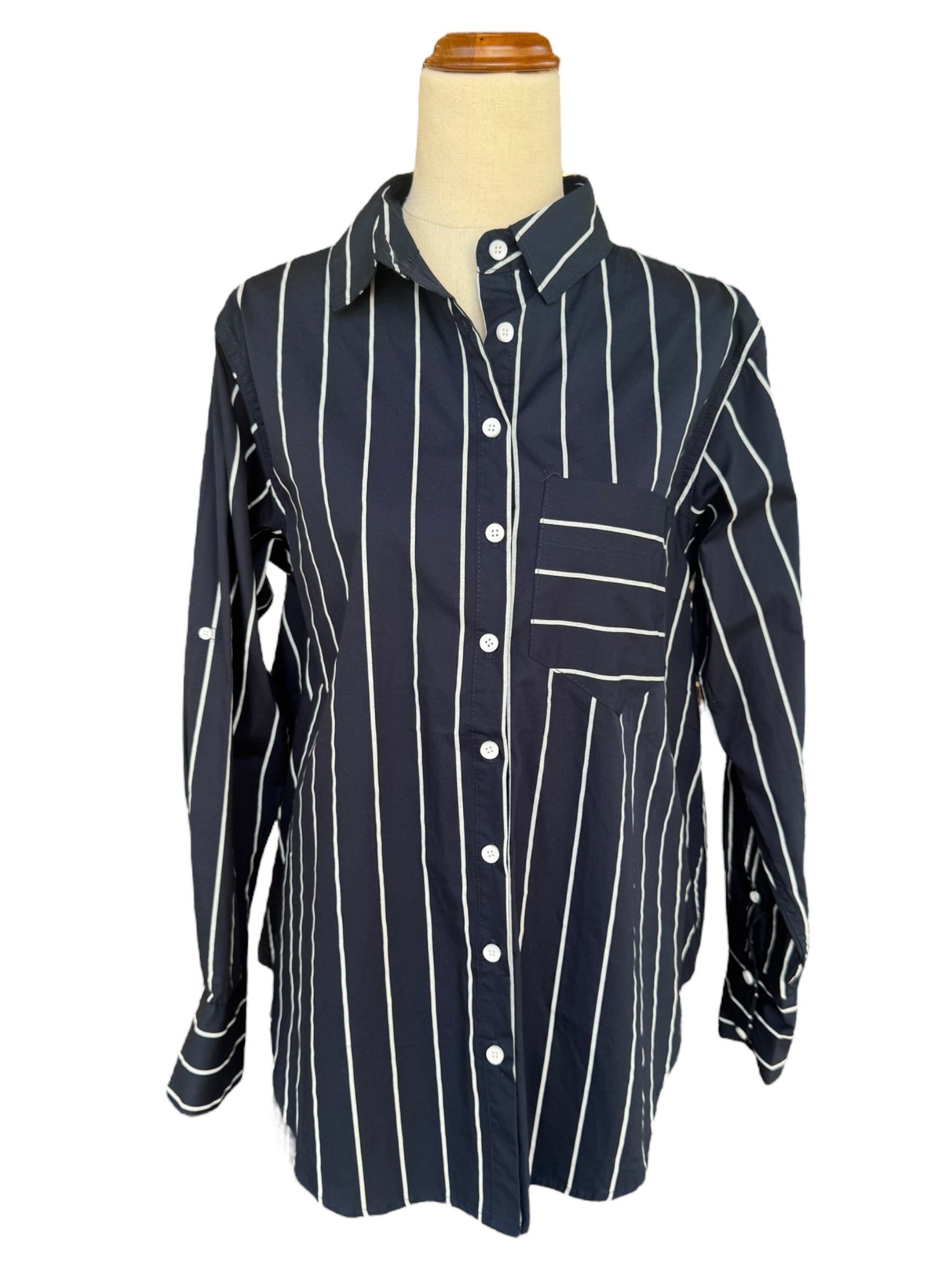 'Sarah' Stripe Shirt - Navy