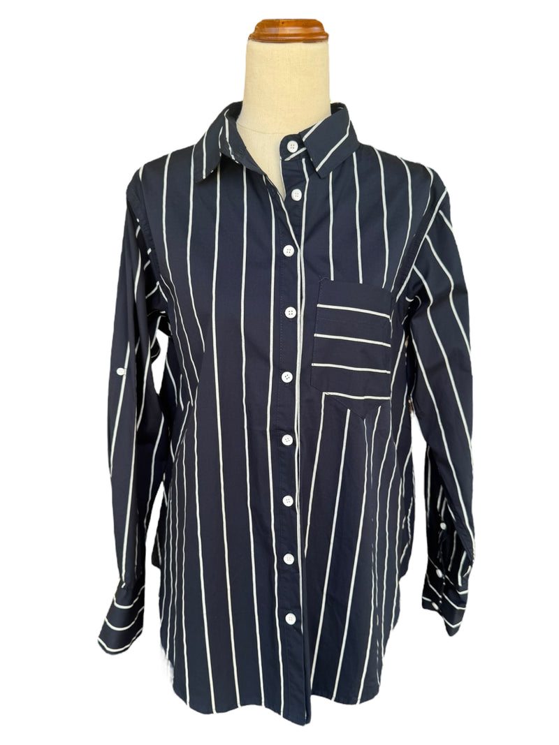 'Sarah' Stripe Shirt - Navy