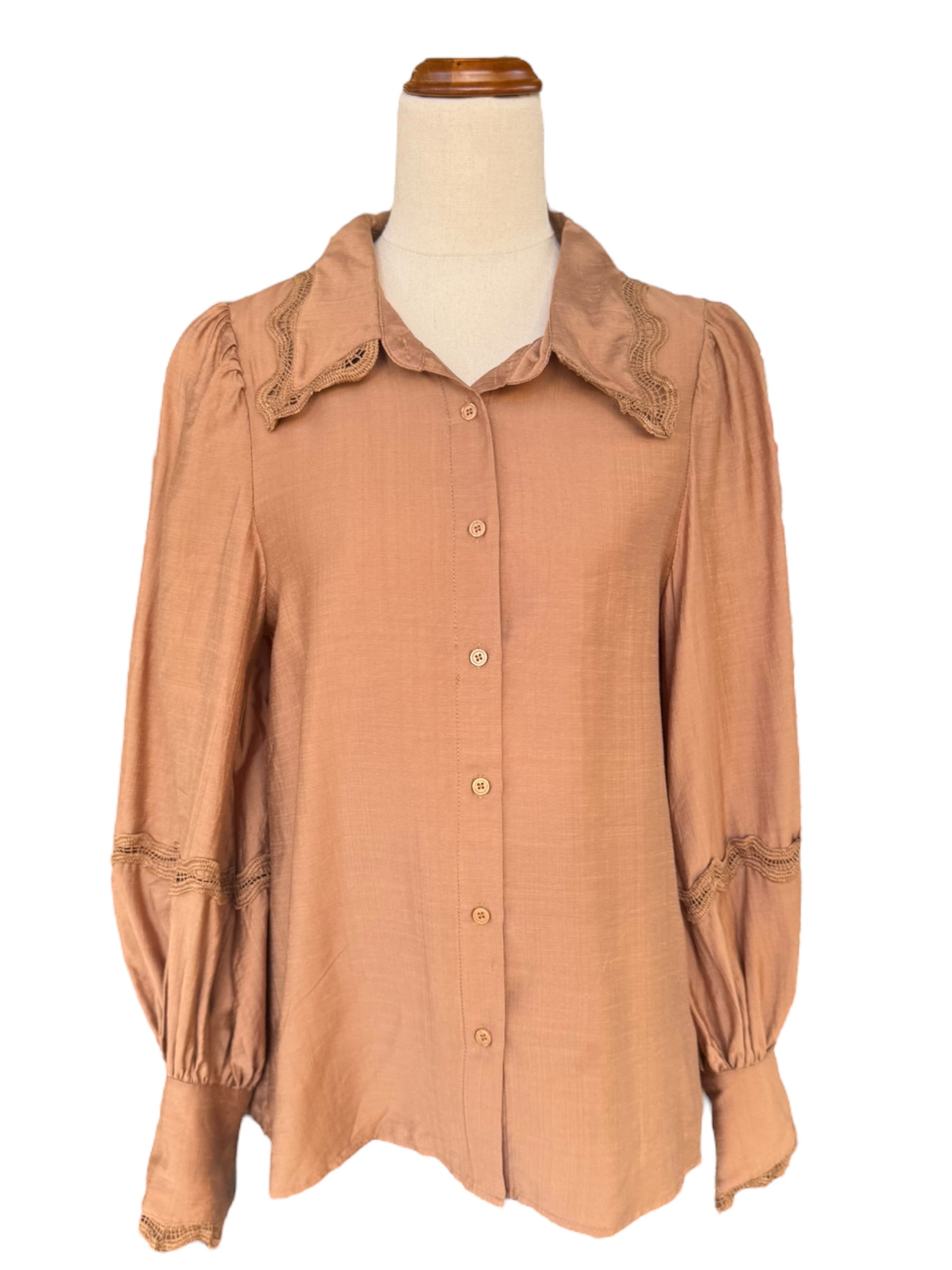 'Shaylee' Collared Blouse - Mocha