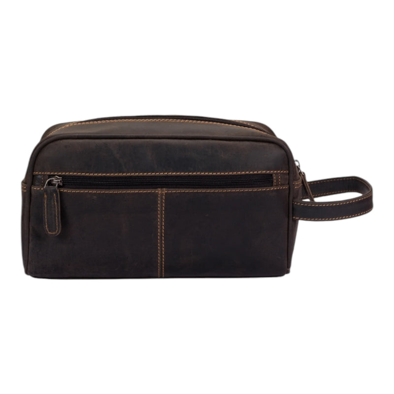 ‘Geelong' Leather Toiletry Bag - Brown