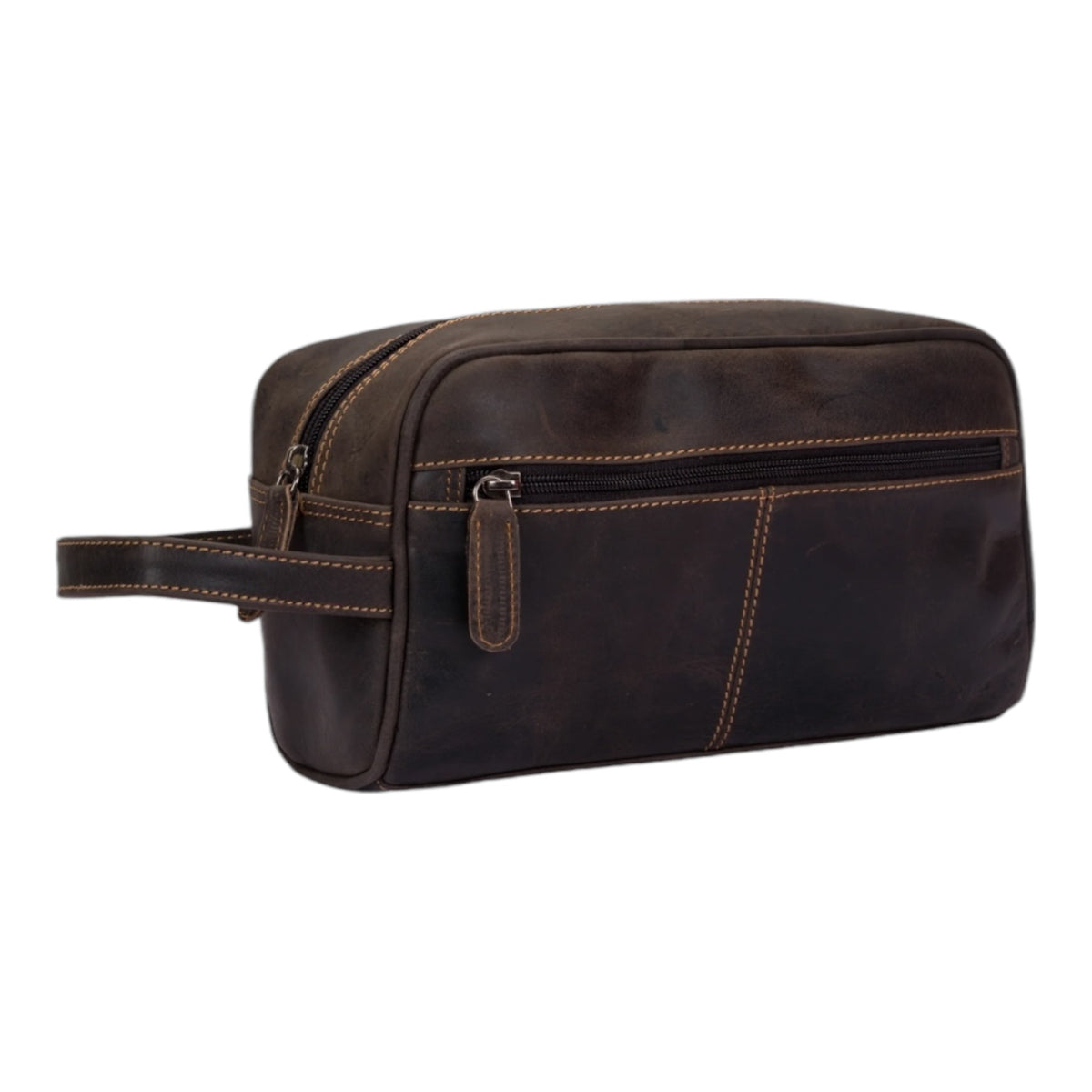 ‘Geelong' Leather Toiletry Bag - Brown