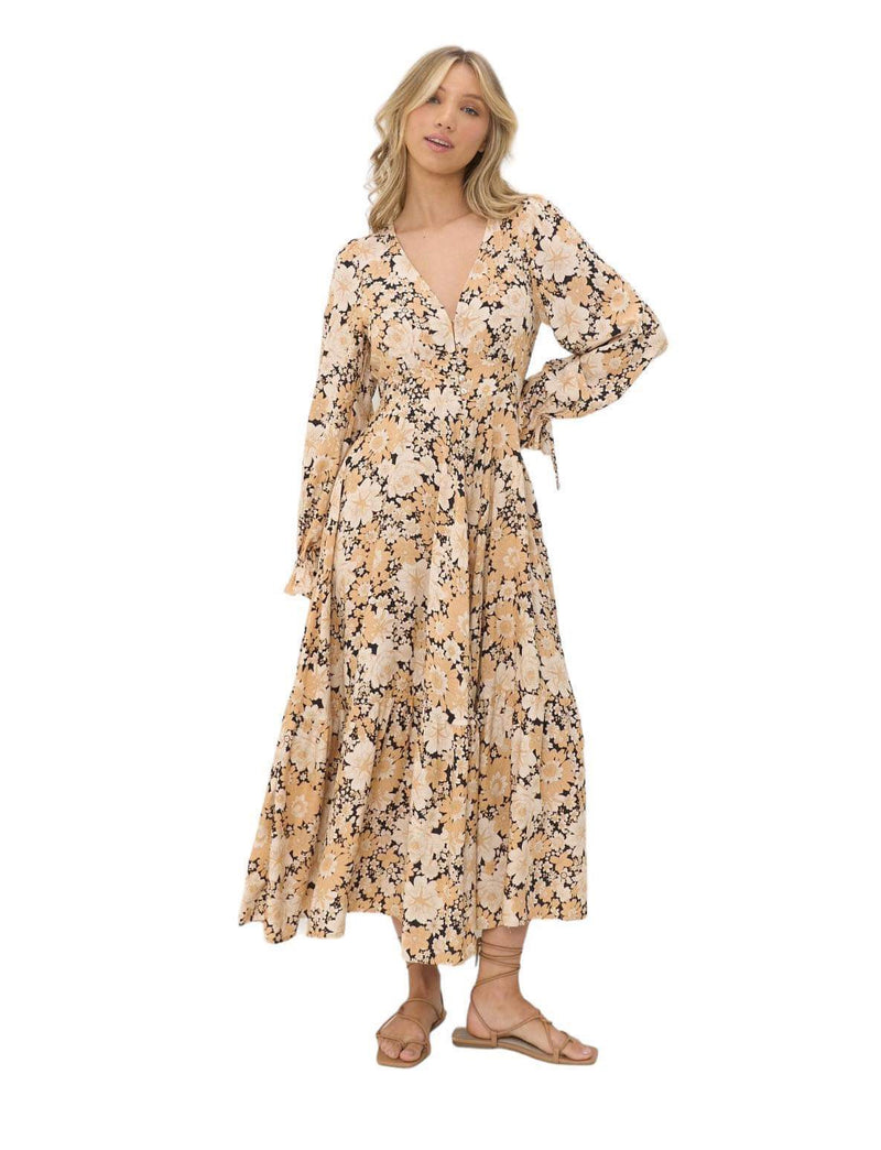 'Daisy' Maxi Dress - Black & Beige