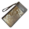 'Hamilton’ Cowhide Zippered Travel Purse - Brown