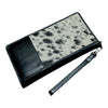 'Hamilton’ Cowhide Zippered Travel Purse - Black