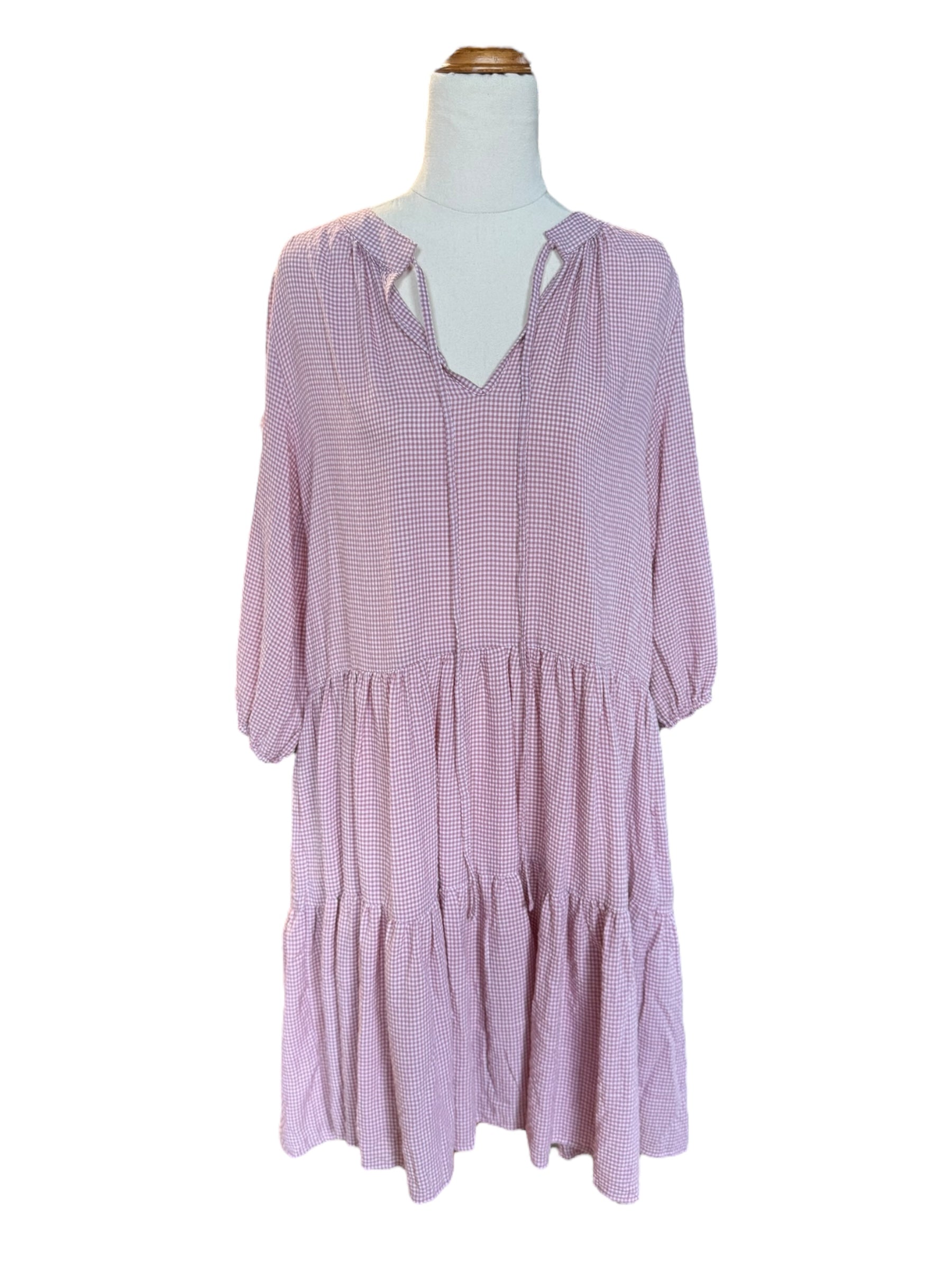 'Melanie' Gingham Dress - Dusty Pink