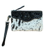 ‘Delungra' Tooled Leather Cowhide Clutch - Black