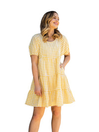 [SALE] 'Jade' Gingham Dress - Yellow