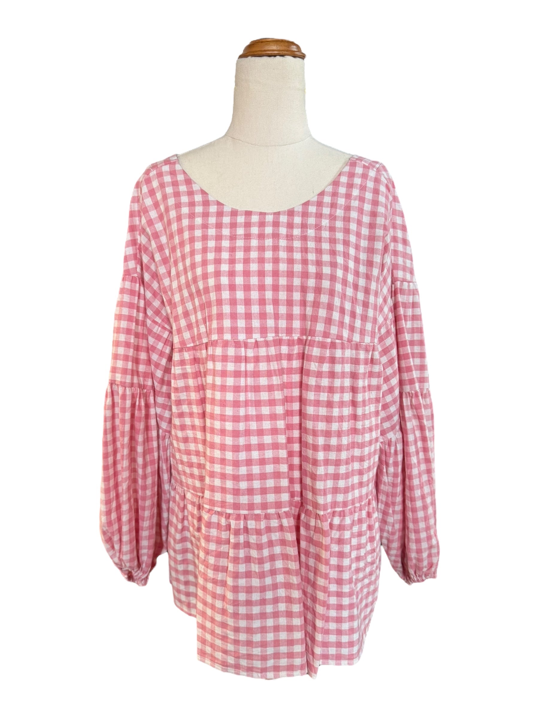 'Audrey' Gingham Bow Back Top - Pink