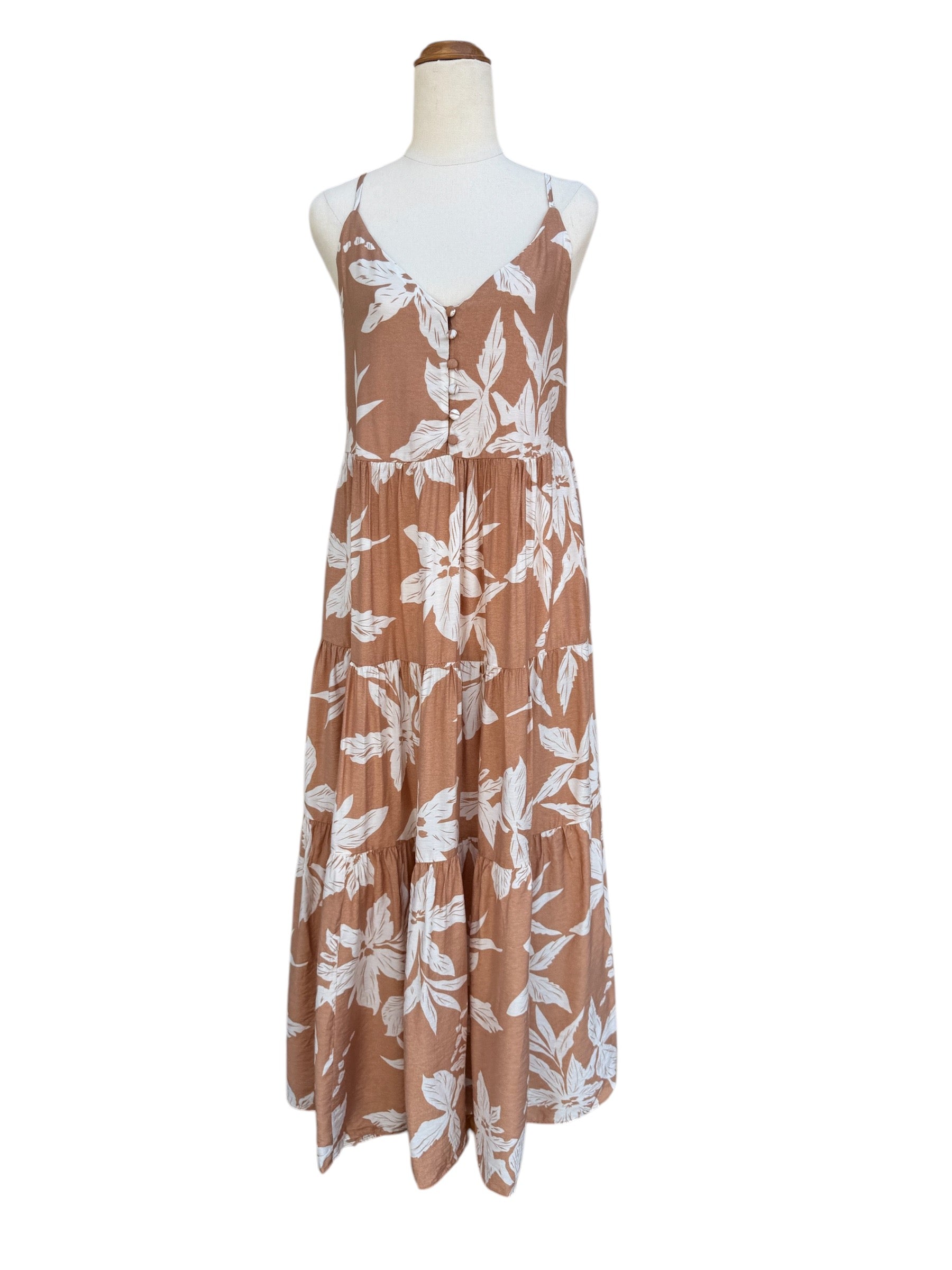 ‘Stella' Floral Maxi Dress - Tan