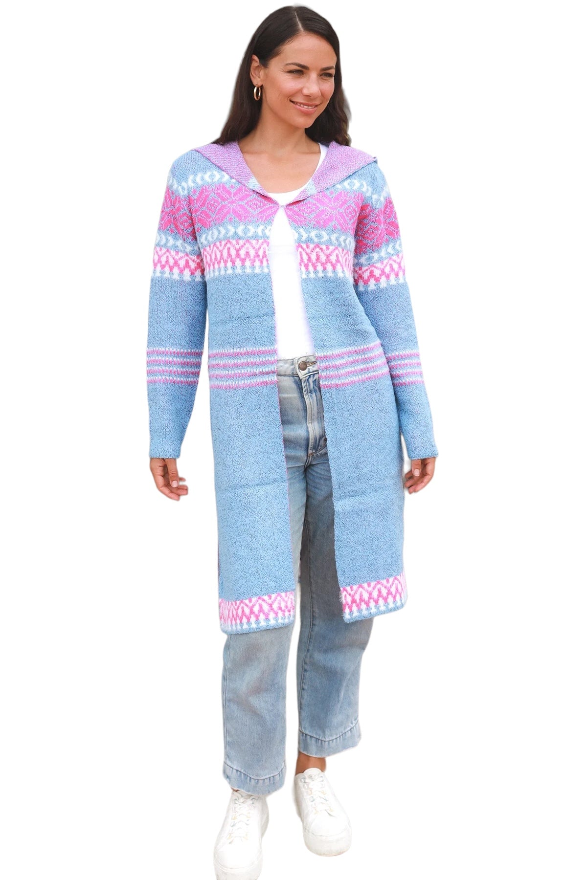 Aztec Knit Cardigan - Blue