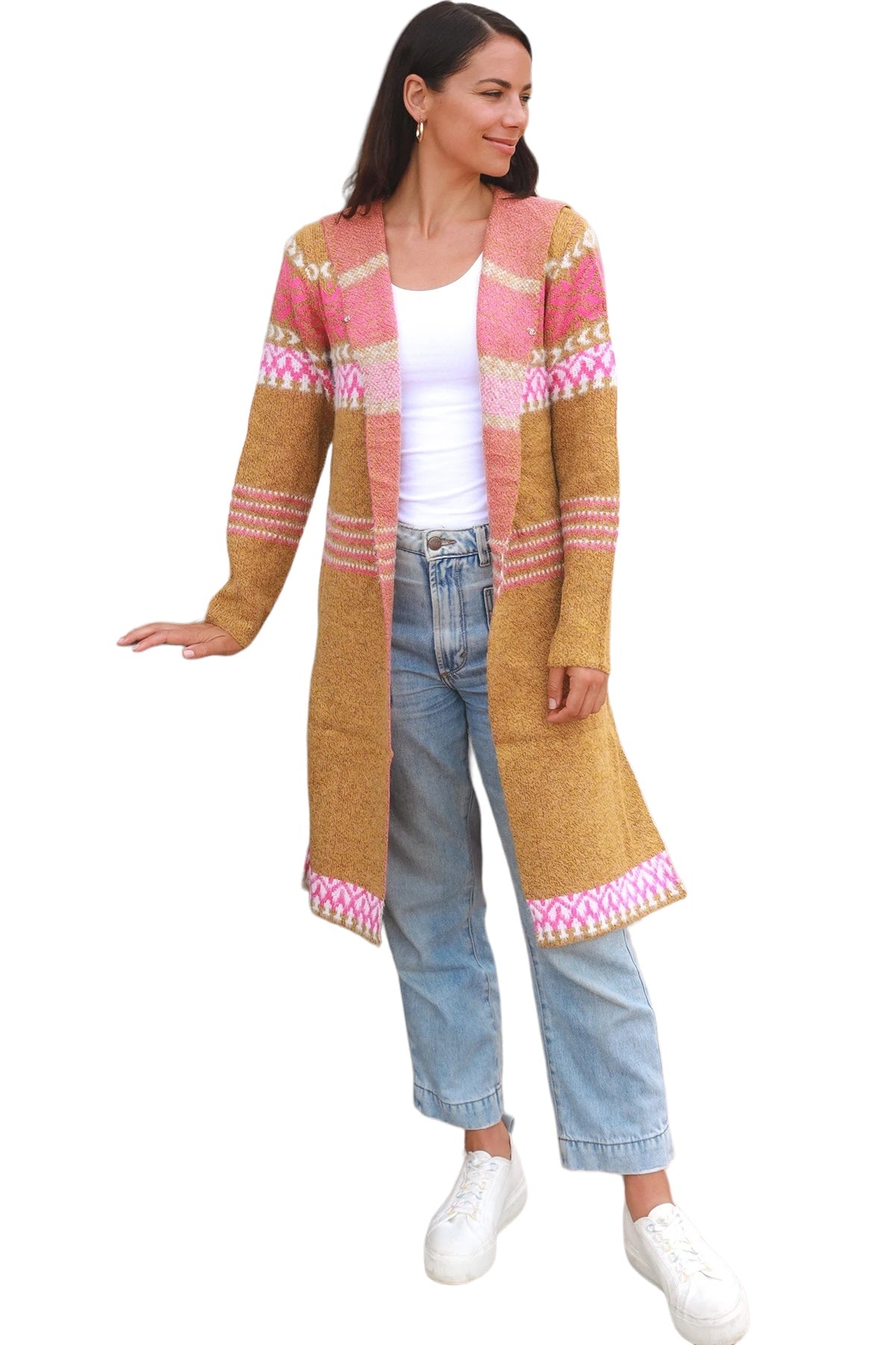 Aztec Knit Cardigan - Mustard