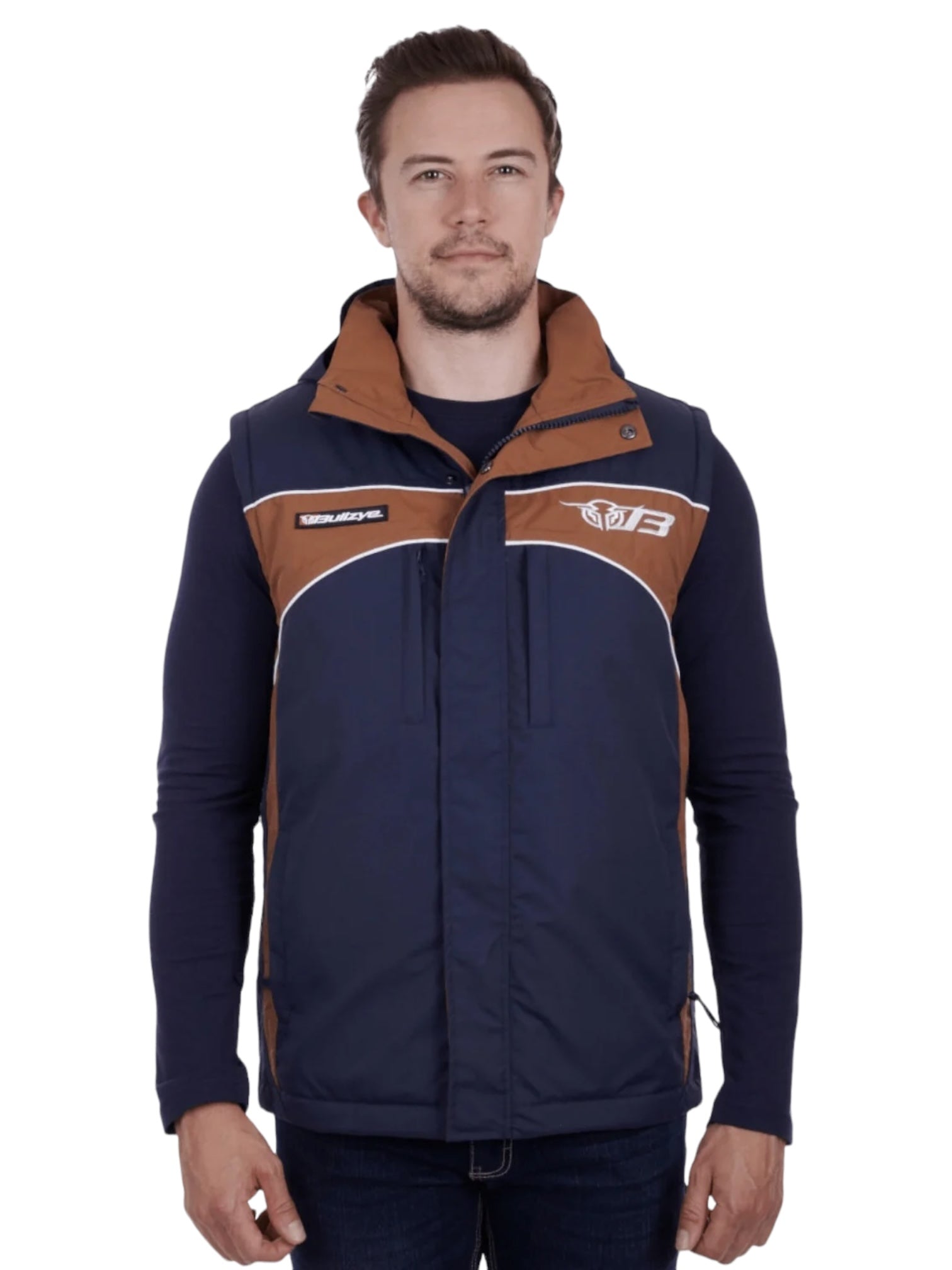 Mens Waterproof Bazooka Vest - Navy & Tan