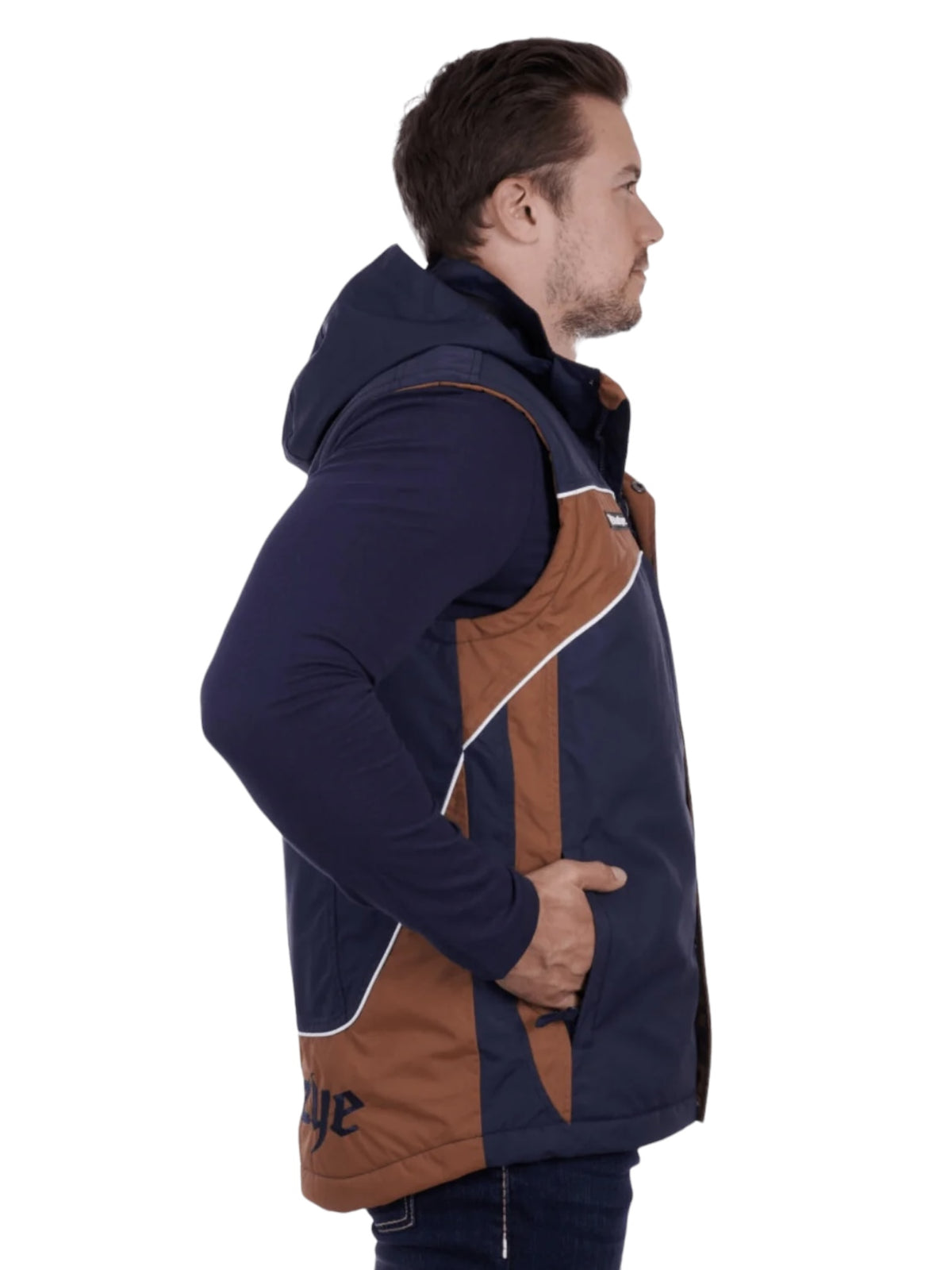 Mens Waterproof Bazooka Vest - Navy & Tan