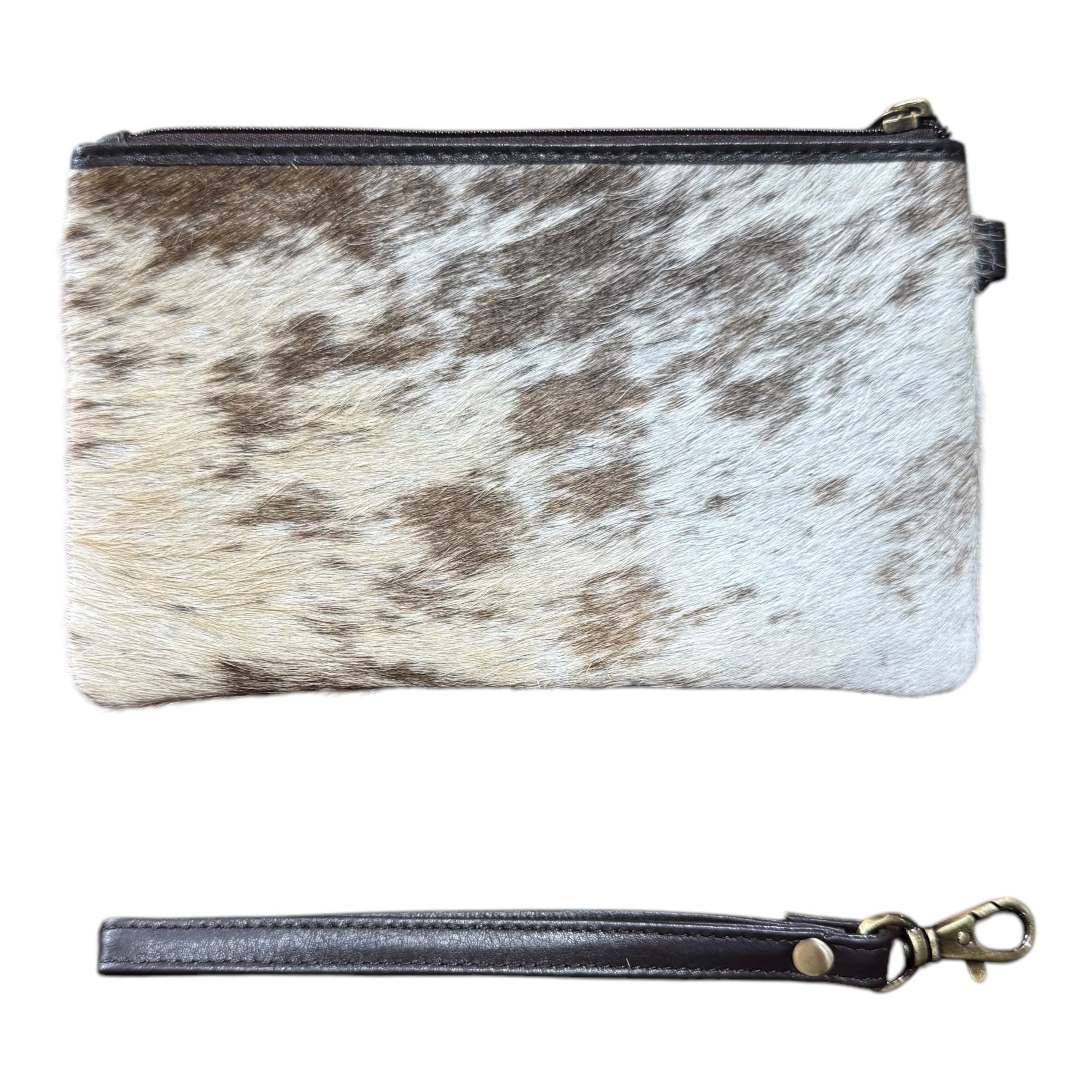 ‘Toronto' Leather Cowhide Clutch - Brown