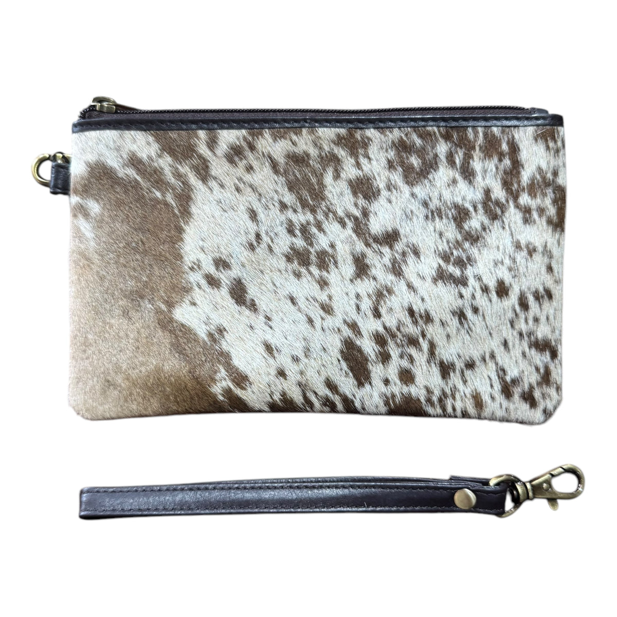 ‘Toronto' Leather Cowhide Clutch - Brown
