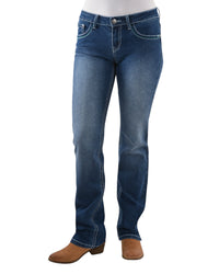 'Camila' Turquoise Bling Straight Leg Jeans