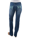 'Camila' Turquoise Bling Straight Leg Jeans