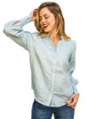 'Bianca' Pure Linen Button Down Shirt - Sage