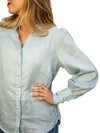 'Bianca' Pure Linen Button Down Shirt - Sage