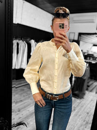 'Bianca' Pure Linen Button Down Shirt - Lemon