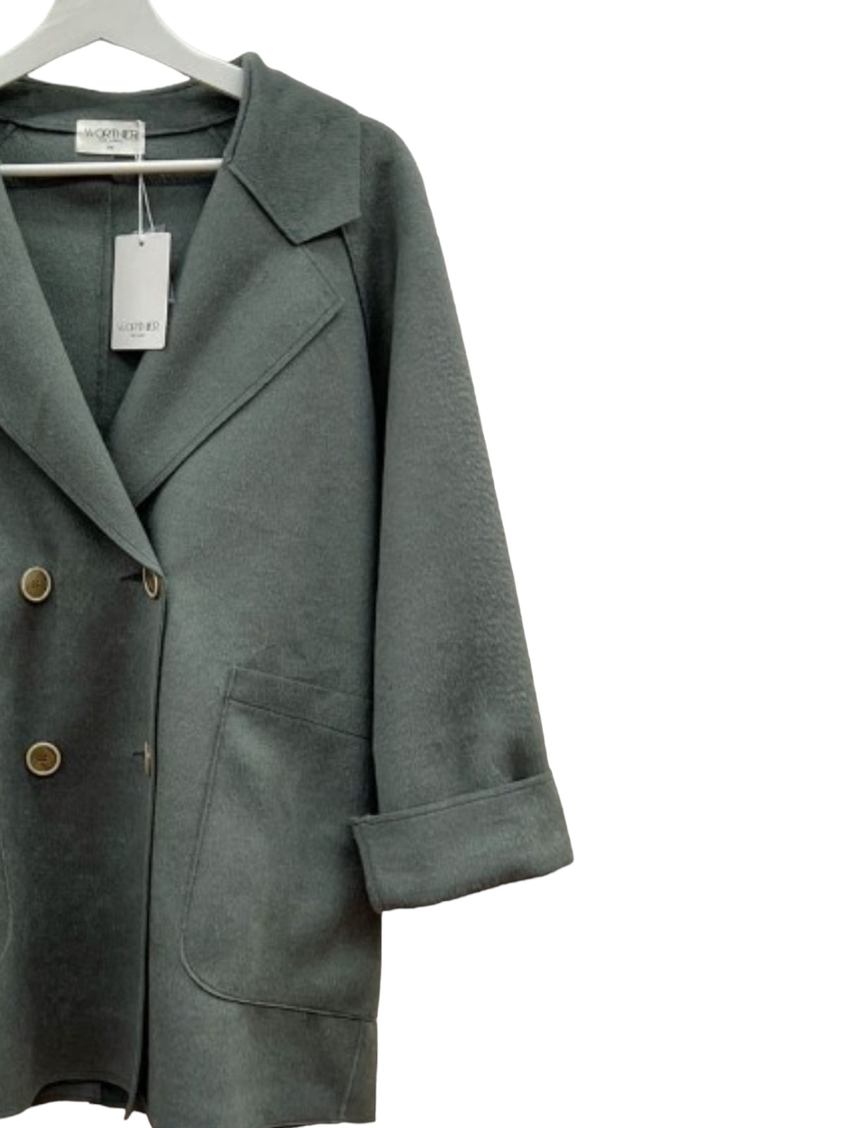 'Eva' Wool Coat - Dark Sage
