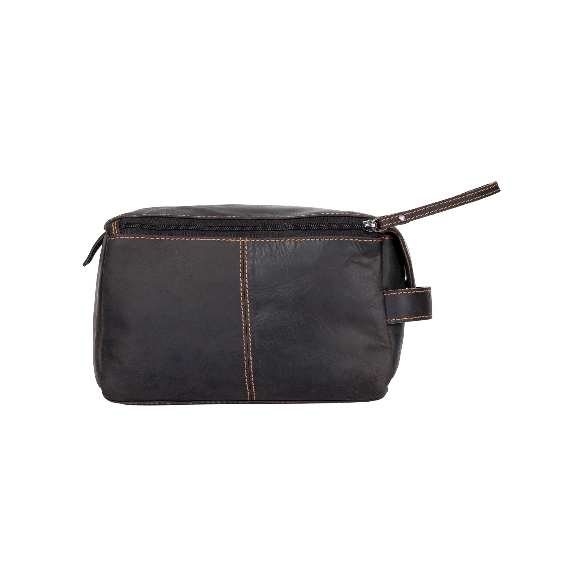 'Darwin' Leather Travel Wash Bag - Brown