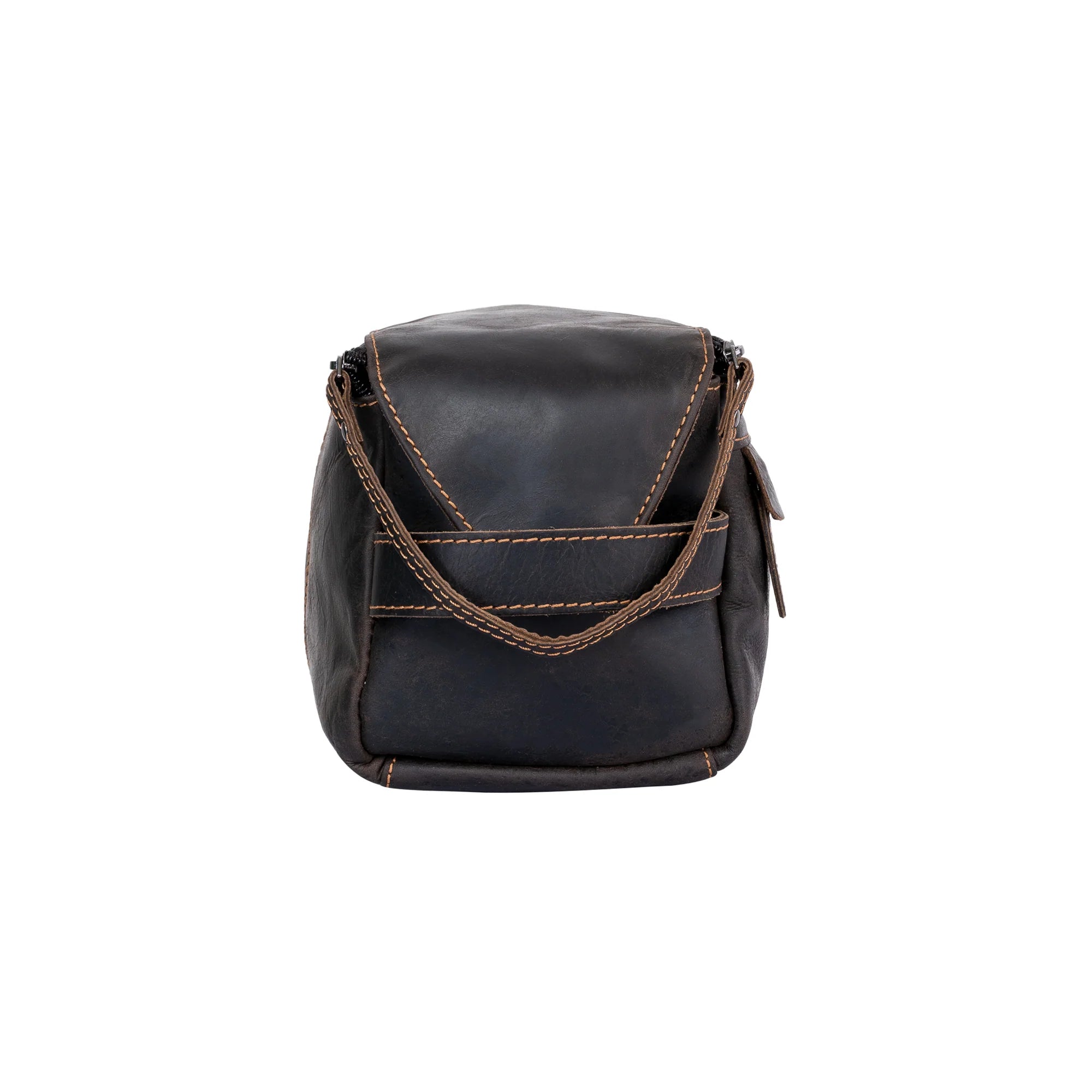 'Darwin' Leather Travel Wash Bag - Brown