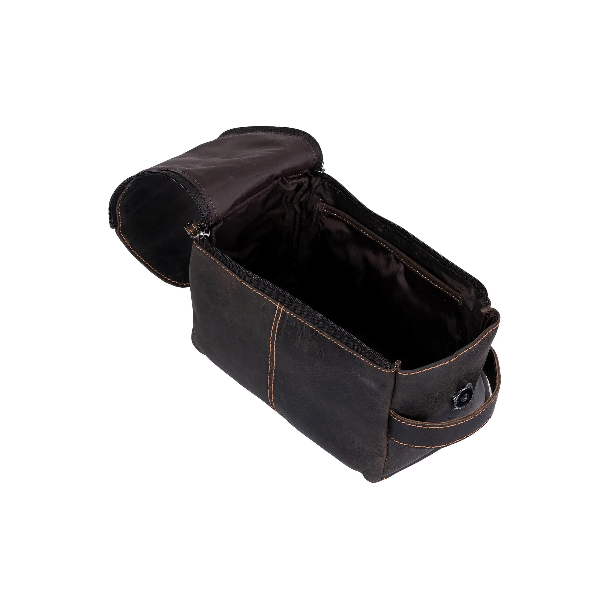 'Darwin' Leather Travel Wash Bag - Brown