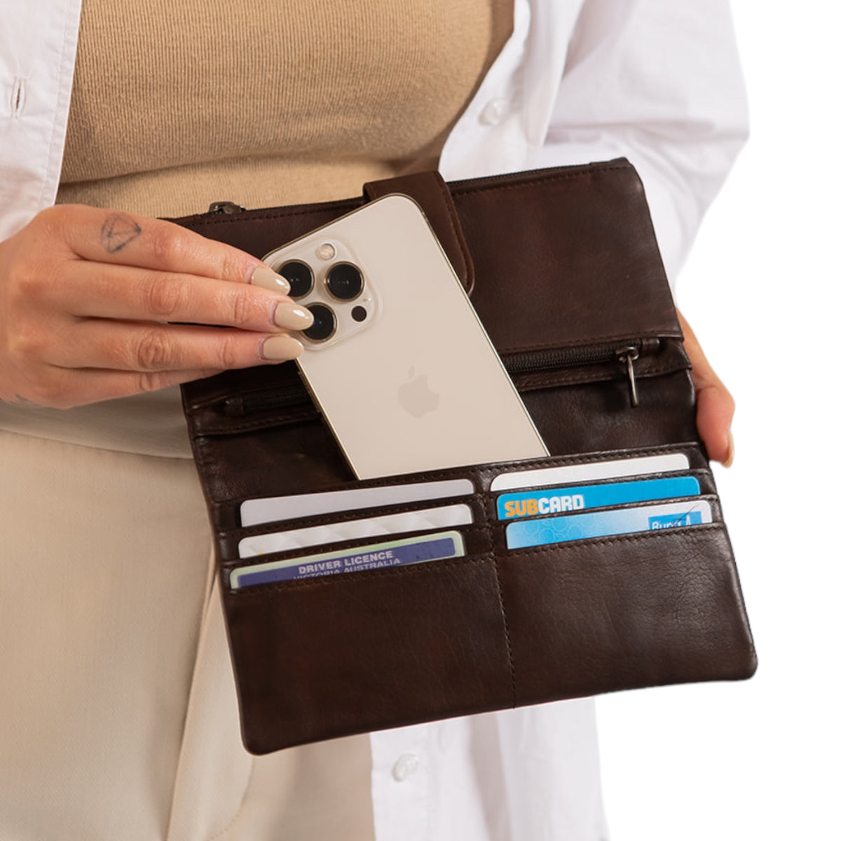 ‘Gladstone’ Leather Wallet - Brown