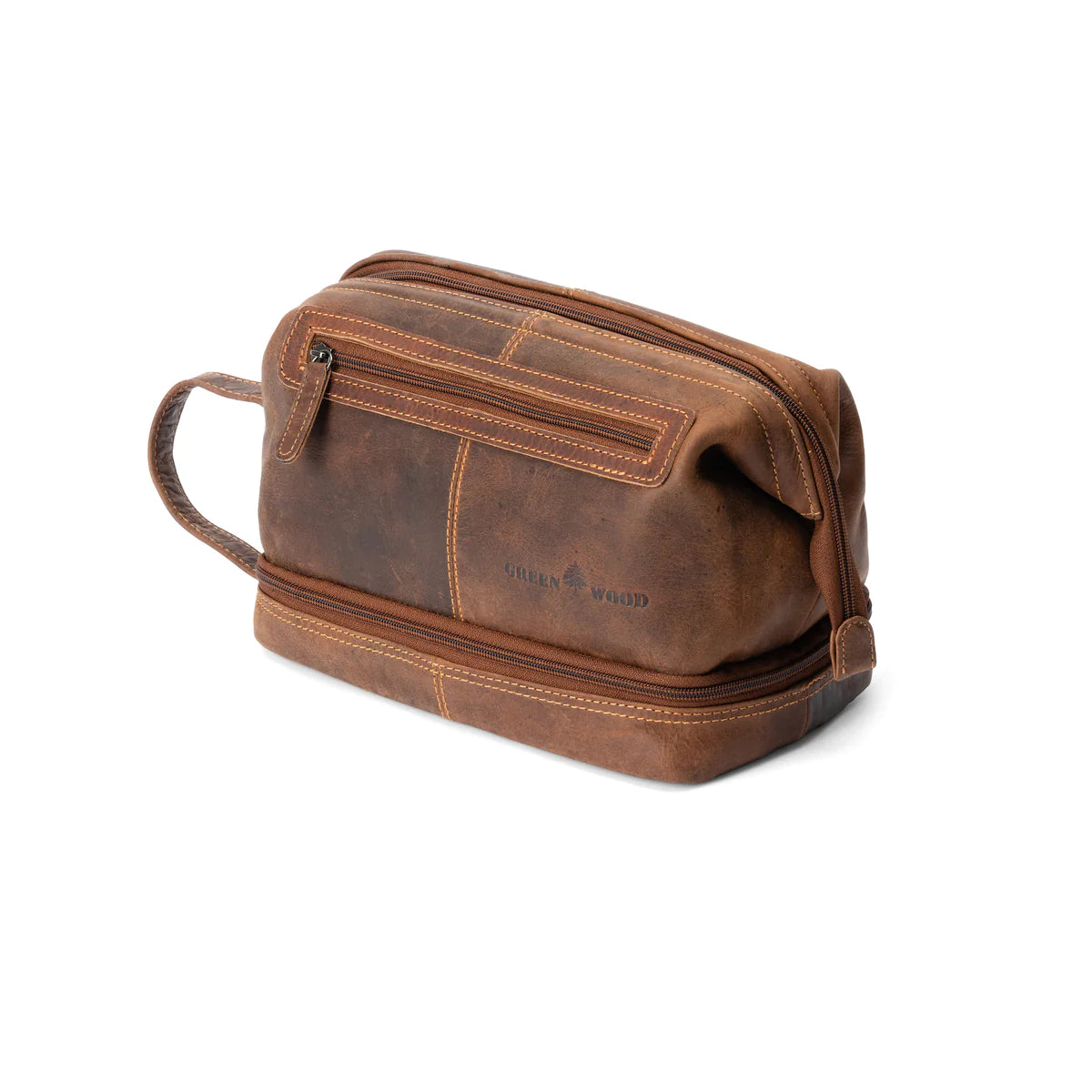 'Napier' Leather Toiletry Bag - Sandel