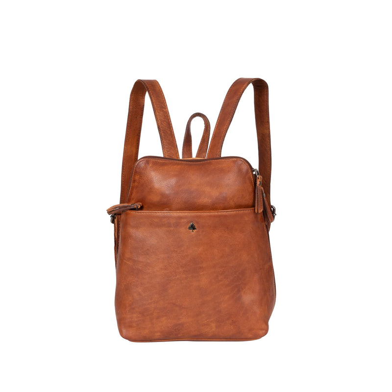 'Perth' Leather Ladies Backpack Tan Cutting Edge Country
