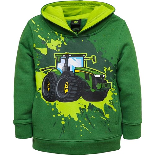 Toddler Splash Tractor Fleece Hoodie - Green