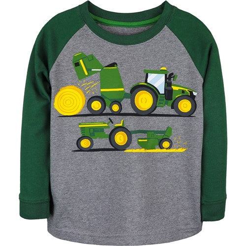 Hay Baler Long Sleeve Tee - Green/Grey