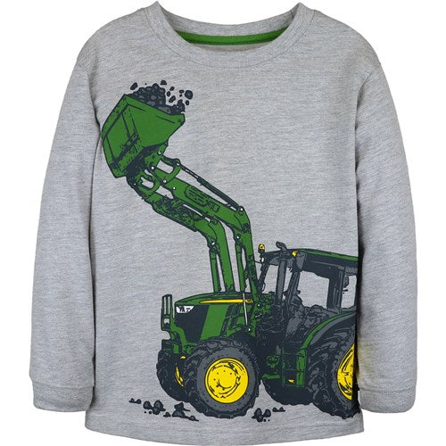 Kids Bucket Tractor Wrap Long Sleeve Tee - Grey