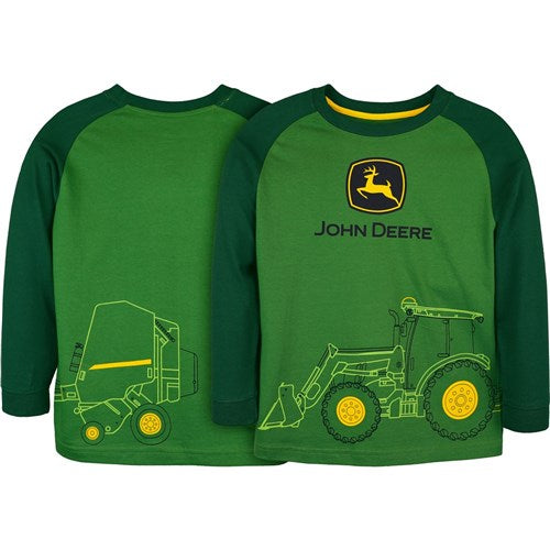 Kids Hay Baler Wrap Long Sleeve Tee - Green