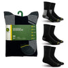 Black Crew Performance Socks (Shoe Size 6-12.5) - 6 Pack